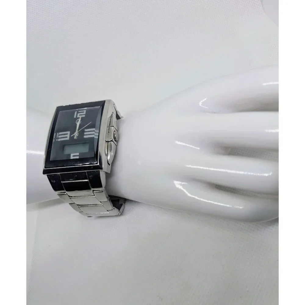 Men's Vintage George silver stainless steel Analog Digital Watch (Needs Battery)